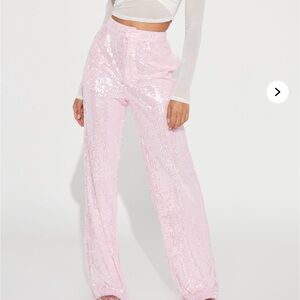 Sequin Pink Wide-Leg Pants